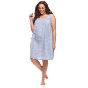 Womens 1X Croft & Barrow Nightgown House Dress Cotton Denim-Look Tiny Dots NEW